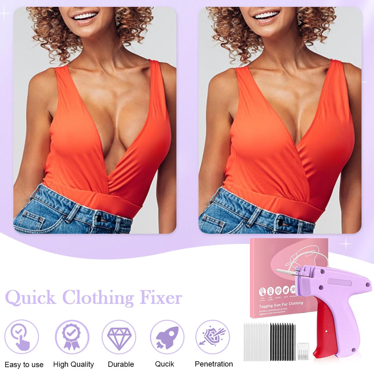 Supvox Clothing Stapler Kit for Quick Repairs with 6 Needles and 2000 Fasteners | Ergonomic Handheld Sewing Gun