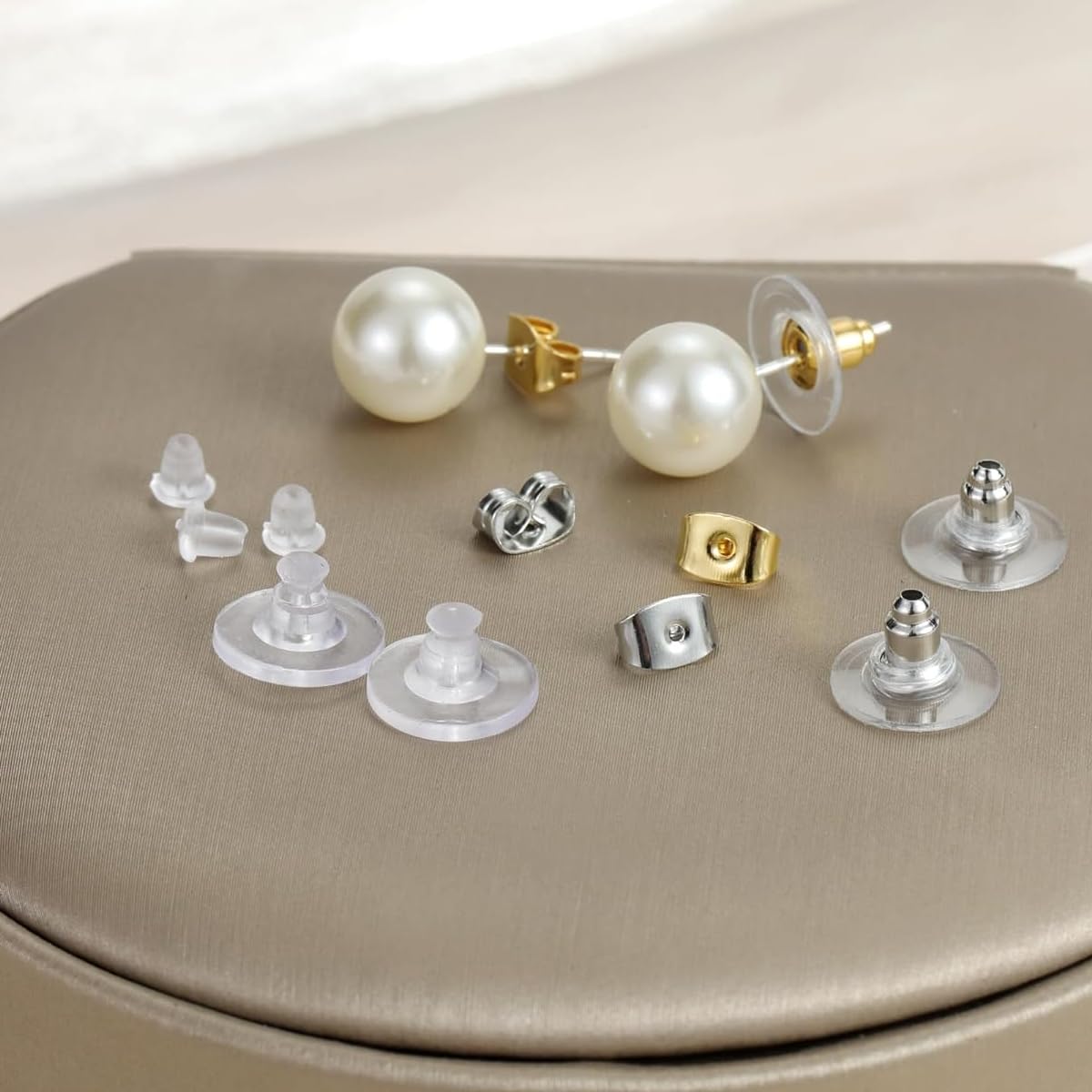 MAYCREATE® 500Pcs Earring Backs 7 Styles Earring Stopper, Metal & Silicone Earring Back Support Kit, Assorted Ear Back Earring Lifters Earbacks, Earring Stoppers Back for Hoop Drop Stud Earrings