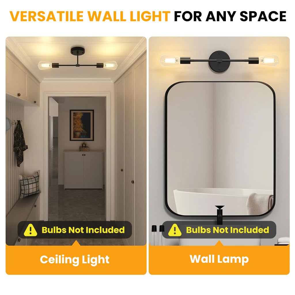 ELEPHANTBOAT Wall Light for Home Decorative Use with 13.4 in Dual Head Metal Design | Hallway & Bedroom Fixtures