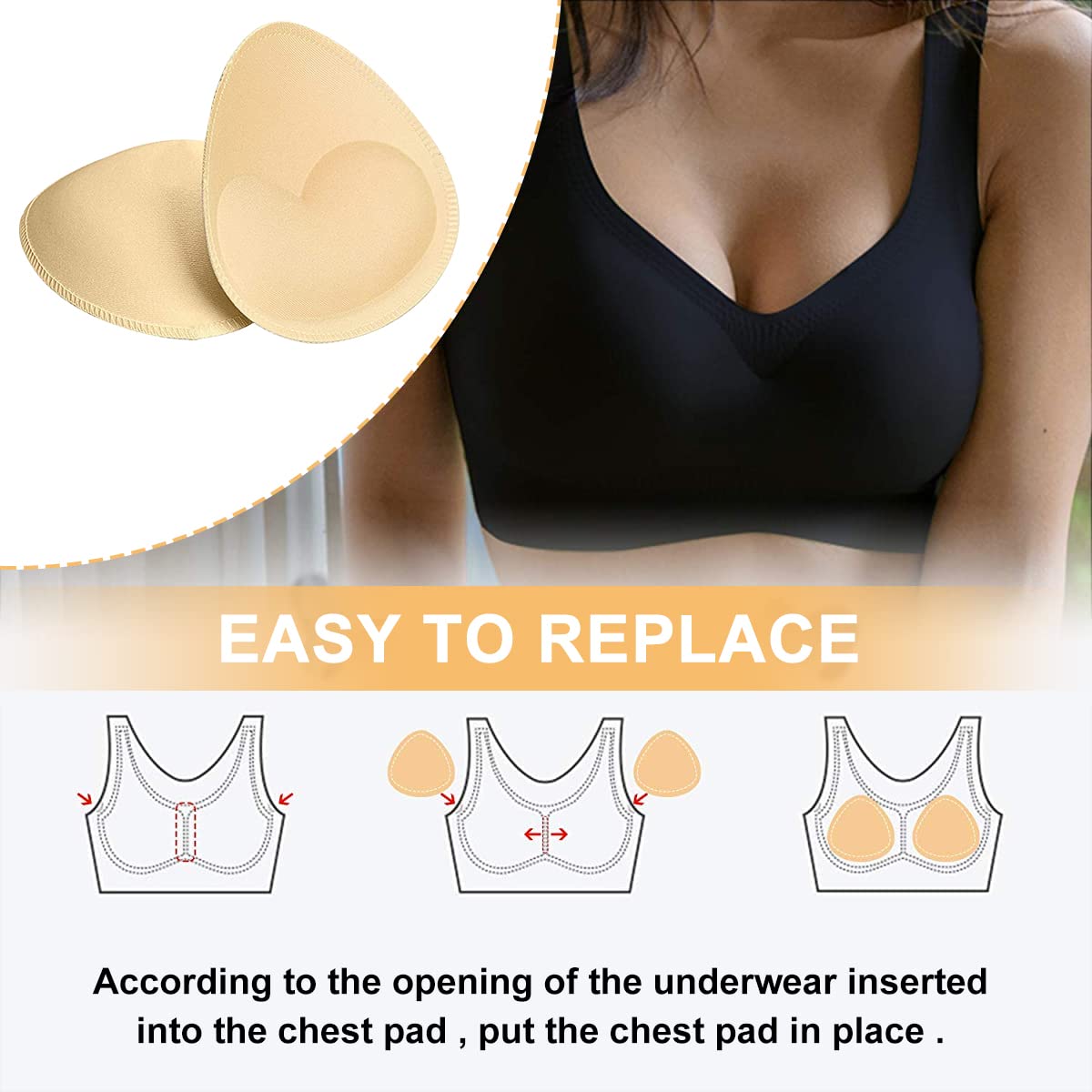 MAYCREATE 2Pairs Cotton Bra Pads, Inserts Bra Cups Replacement Bra Pads Women's Comfy Sports Cups for Sport Bra Bikini Bra, Apricot