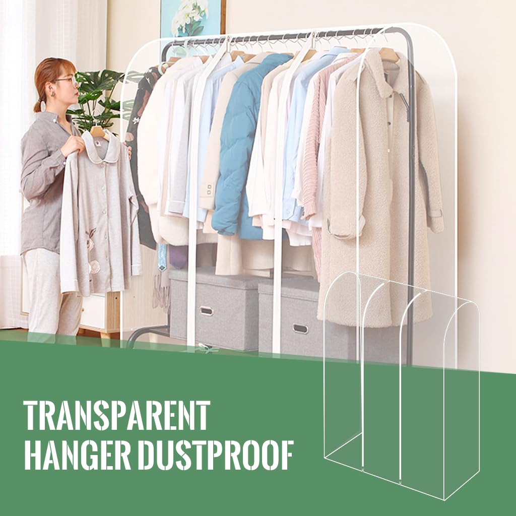 HASTHIP® Dustproof Cover for Clothing Rack Clothes Rack Dustproof Cover Zip-up PEVA Transparent Waterproof Clothing Rack Cover for 130x50x150cm Clothes Rack Garment Racks