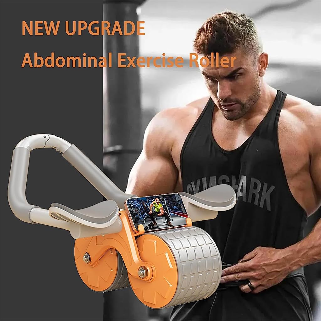 Proberos Ab Roller Set for Core Workout with Dual 10cm Wheels & Smart Timer | Home Fitness Equipment