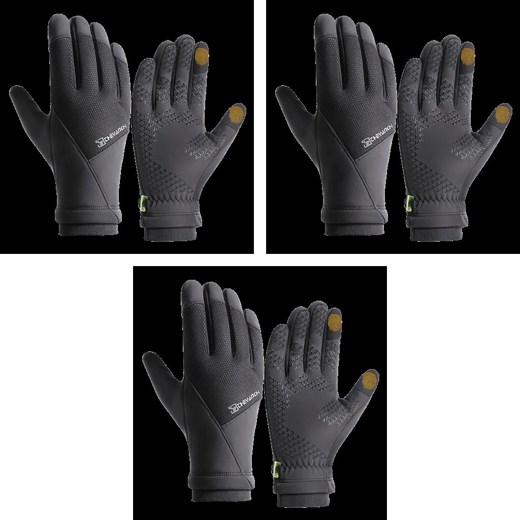 GUSTAVE Winter Gloves for Men with Touchscreen Grip and Waterproof Fleece Lining | 3PCS XL