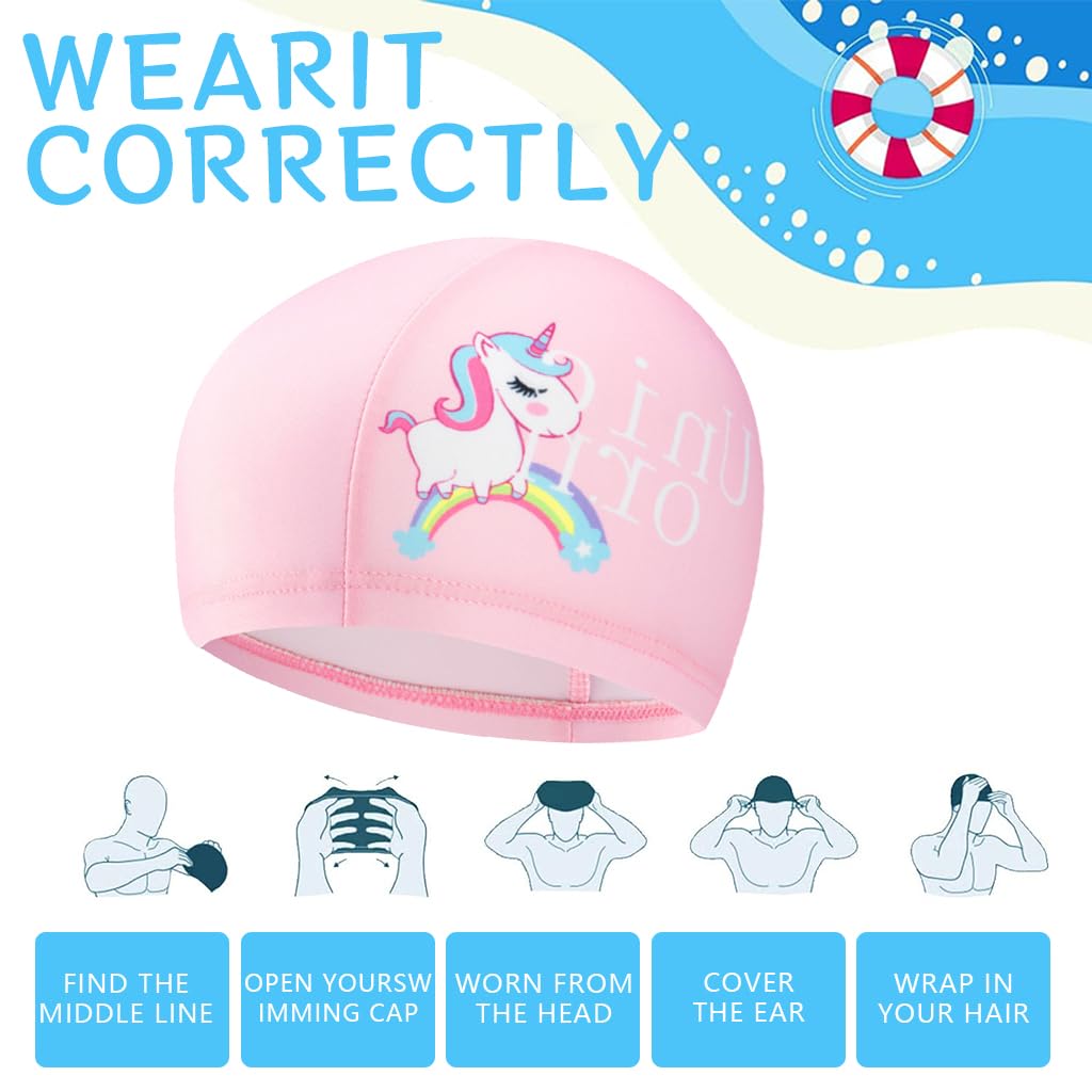 Proberos Swimming Cap for Kids with PU Coating and 23 cm Opening | Waterproof Elastic Fit