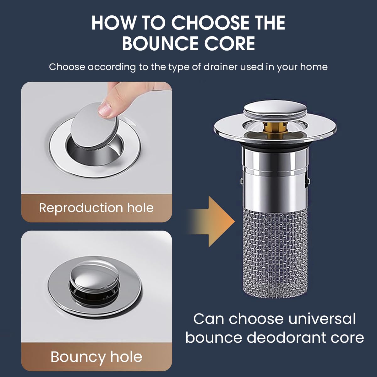 HASTHIP Bathroom Sink Stopper for 30–40mm Drains with Pop Up Design and Stainless Basket Filter