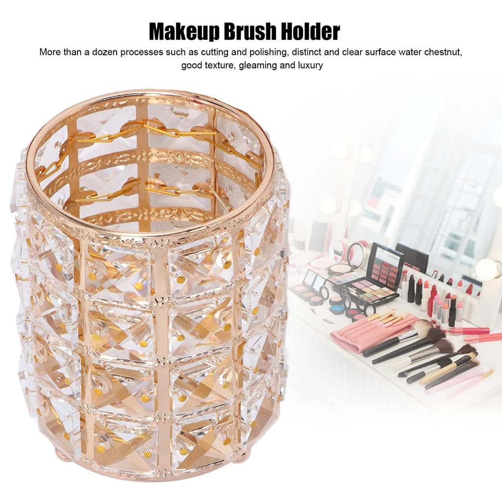 Zibuyu Crystal Beads Makeup Brush Holder for Vanity Decor and Organizer Storage