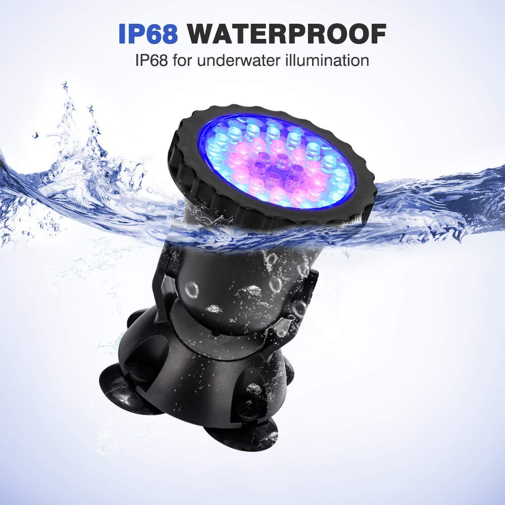 Verilux Garden Pond Light 4W 36 Leds Waterproof Underwater Rgb Aquarium Spot Lights With Remote Control For Garden Pond, Swimming Pool (Set Of 2 Lights, Multicolour)(Plastic)