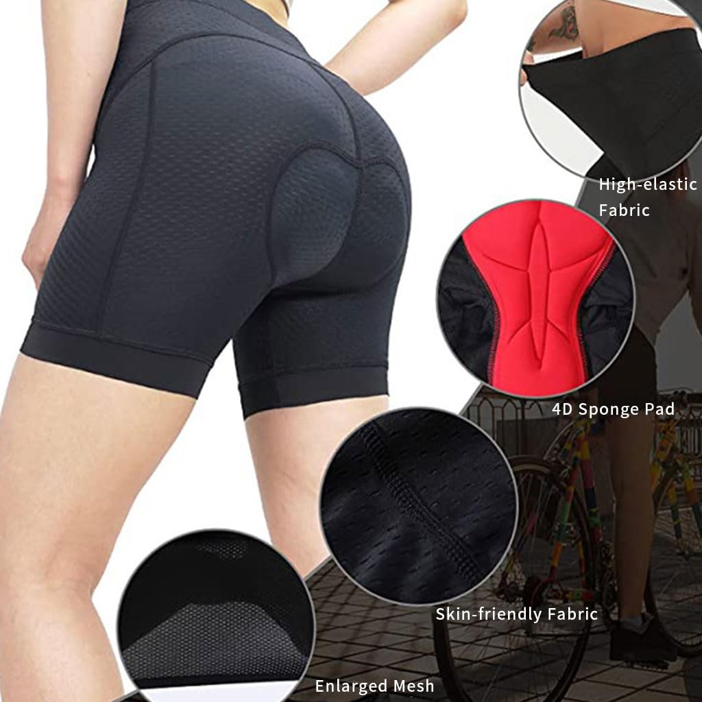 Optifit Women Cycling Shorts for Outdoor Riding featuring 3D Padded Cushion & Anti Slip Hem | Quick Dry Polyester Spandex Size L
