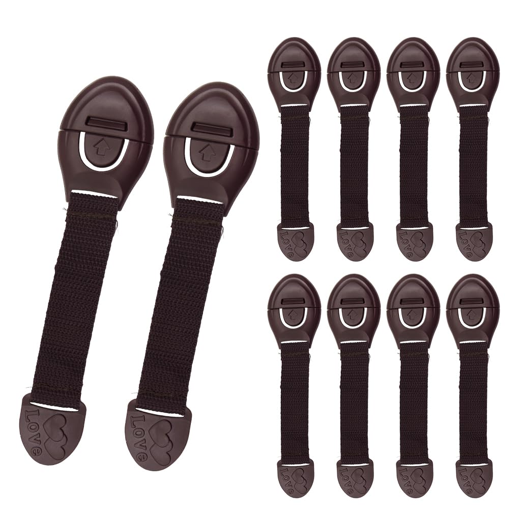 ZIBUYU Safety Lock for Cabinets and Drawers featuring 7.8 in Press to Open Design | 10pcs ABS Child Proof Strap Set