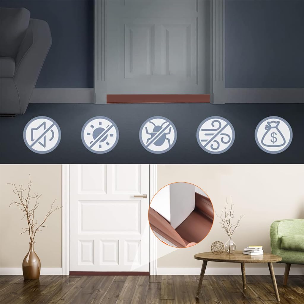 HASTHIP Door Sealers for Home and Office with Triple Layer Brush 37.7 in | Reduce Noise and Dust