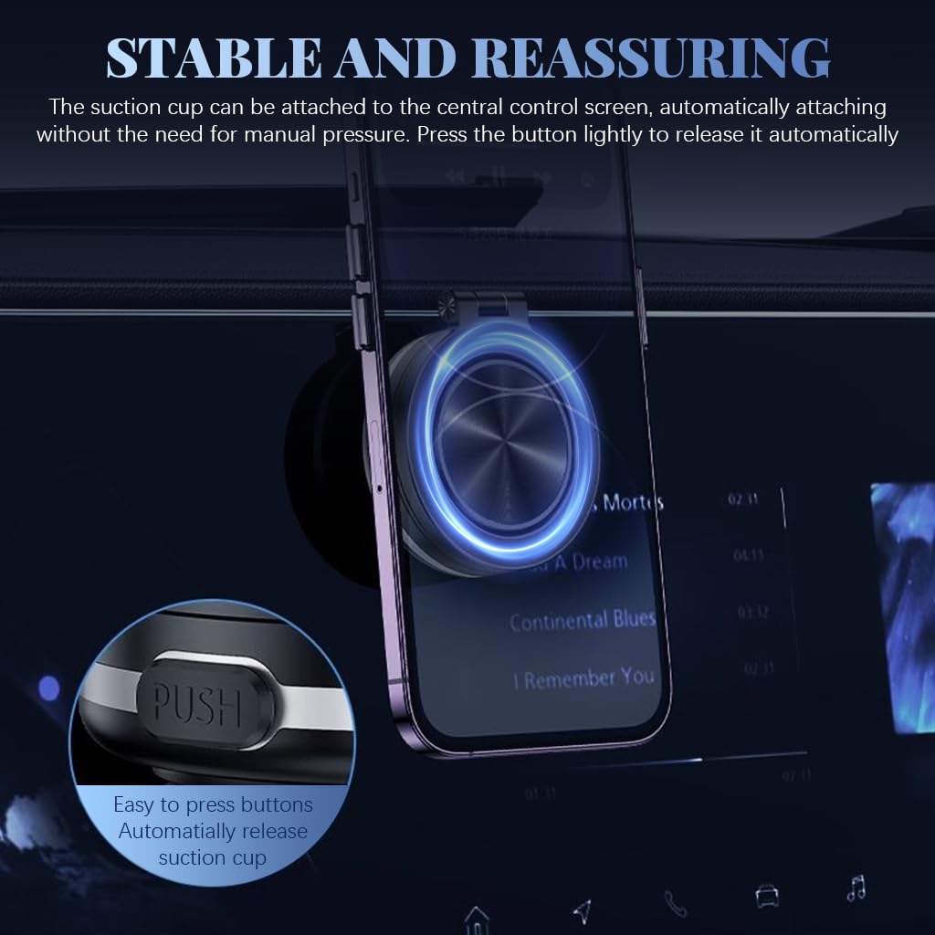 STHIRA Magnetic Mobile Holder for Car with 360 Degree Rotation and Strong Suction Cup | Multi Surface Mount for Dashboard Kitchen or Office