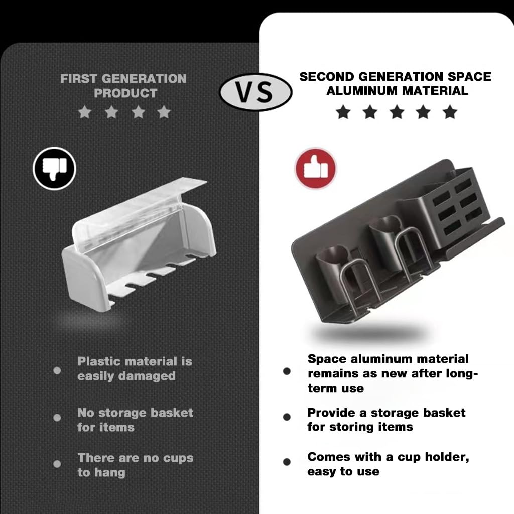 Supvox Toothbrush Holder for Bathroom with 3 in 1 Wall Mount Design and Aluminum Drain Rack