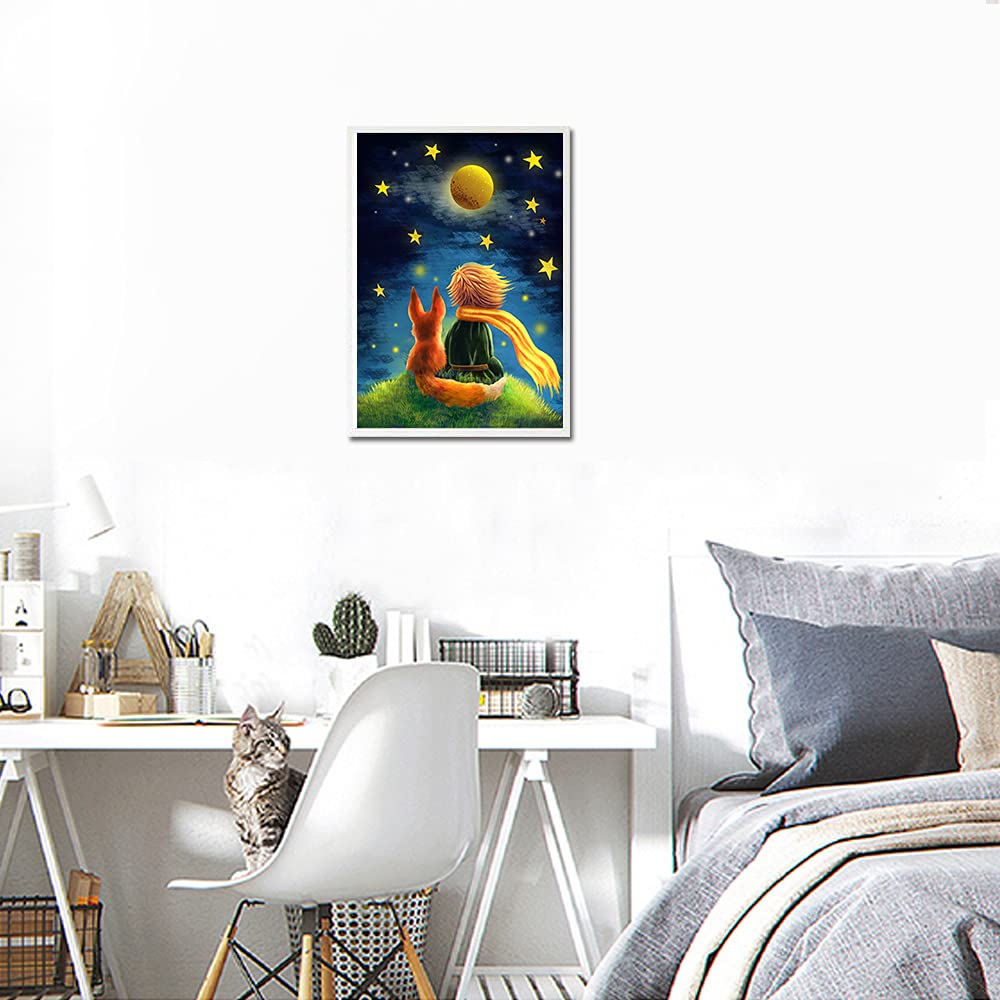 HASTHIP® Diamond Painting Kit, 12x16inch The Little Prince and Wolf 5D Diamond Painting Kit for Adults & Kids, Very Suitable for Home Leisure and Wall Decoration, Gift for Kids and Adults