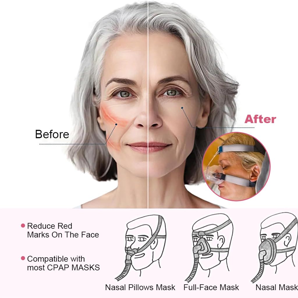 Serplex CPAP Strap Covers for Comfortable Sleep featuring Hook and Loop Closure Satin Pads | 4Pcs Set