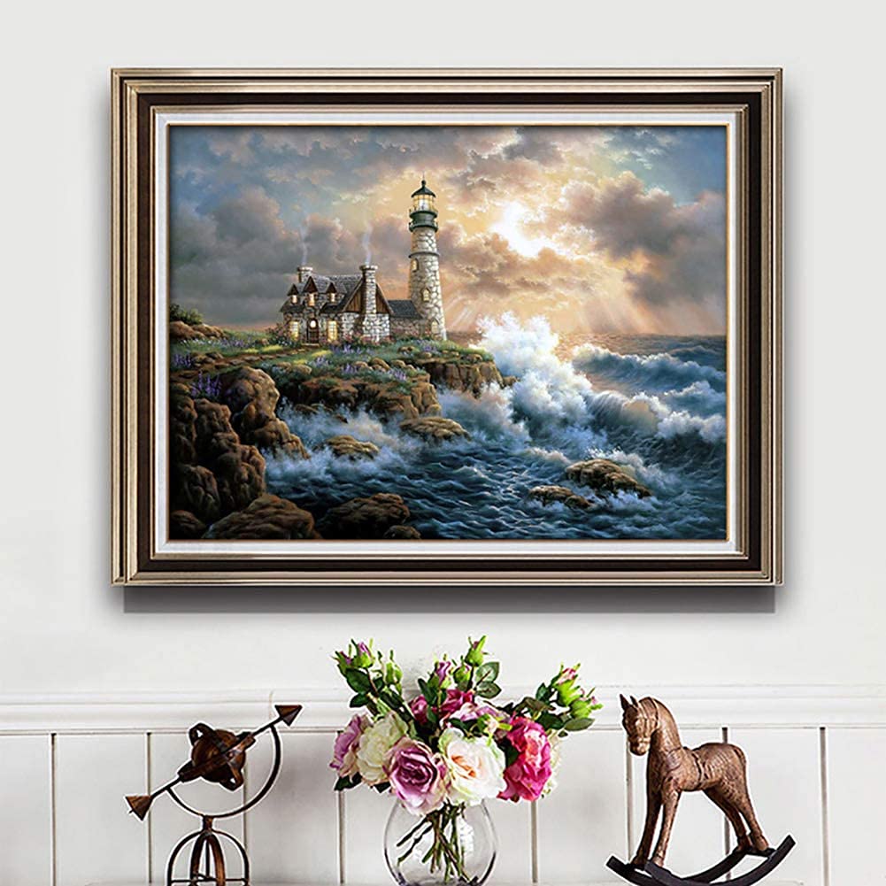 HASTHIP 5D Diamond Painting by Number Kit, 40 * 50cm Full Drill Diamond Painting Rhinestone Embroidery Pictures for Adults Kids Relaxation and Home Wall Decor (Multi-Color 1)