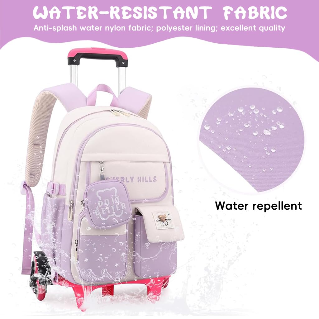 PALAY Trolley School Backpack for Girls with Detachable Wheels and Retractable Handle | Ideal for 6–12 Years Old Students