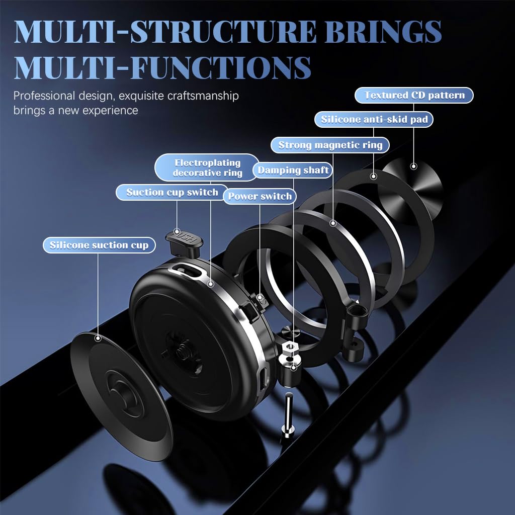 STHIRA Magnetic Mobile Holder for Car with 360 Degree Rotation and Strong Suction Cup | Multi Surface Mount for Dashboard Kitchen or Office