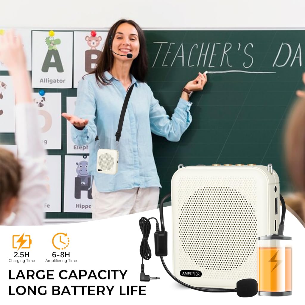 ZORBES Voice Amplifier for Teachers with 10W Output and DSP Noise Reduction | 20h Rechargeable Use