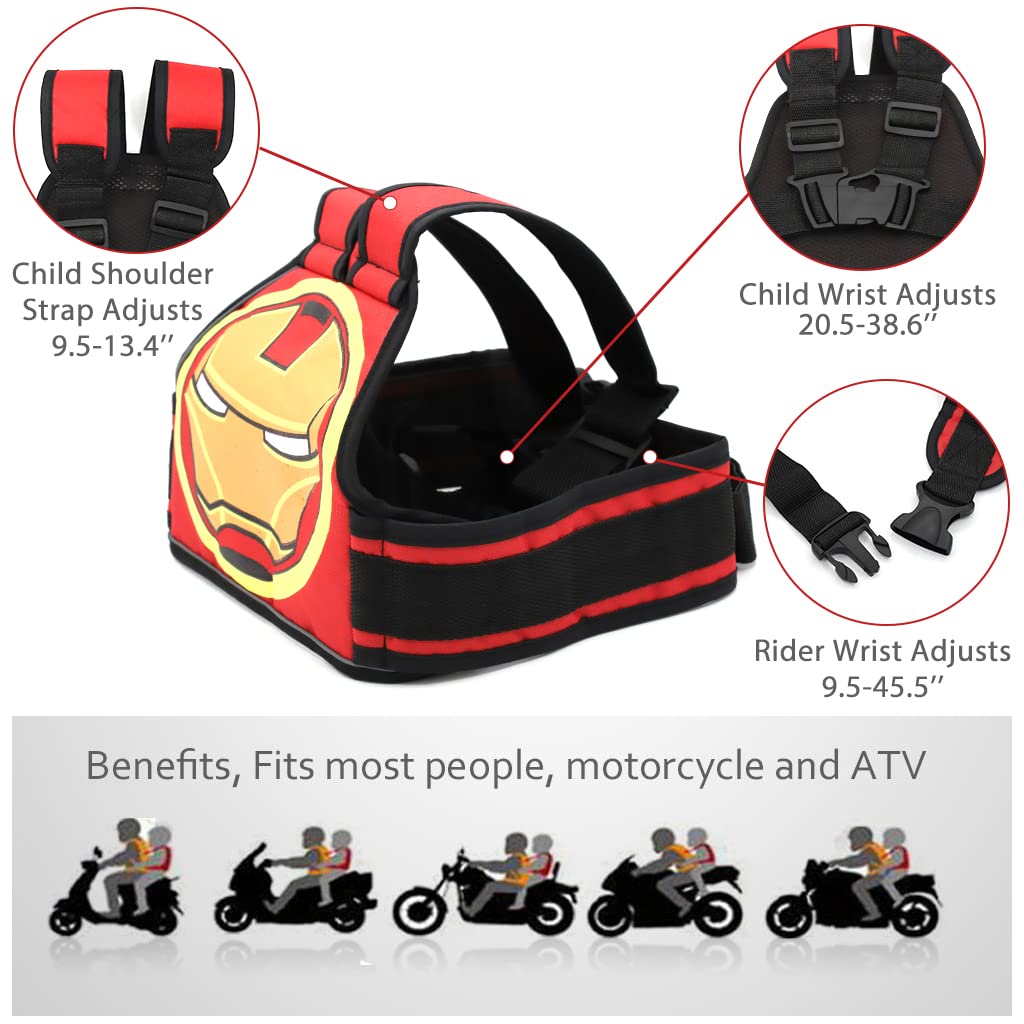 Venzina Safety Harness Belt for Kids Motorcycle Rides with 4 Strap Buckle and Reflective Strips | Adjustable Fit 90 165cm
