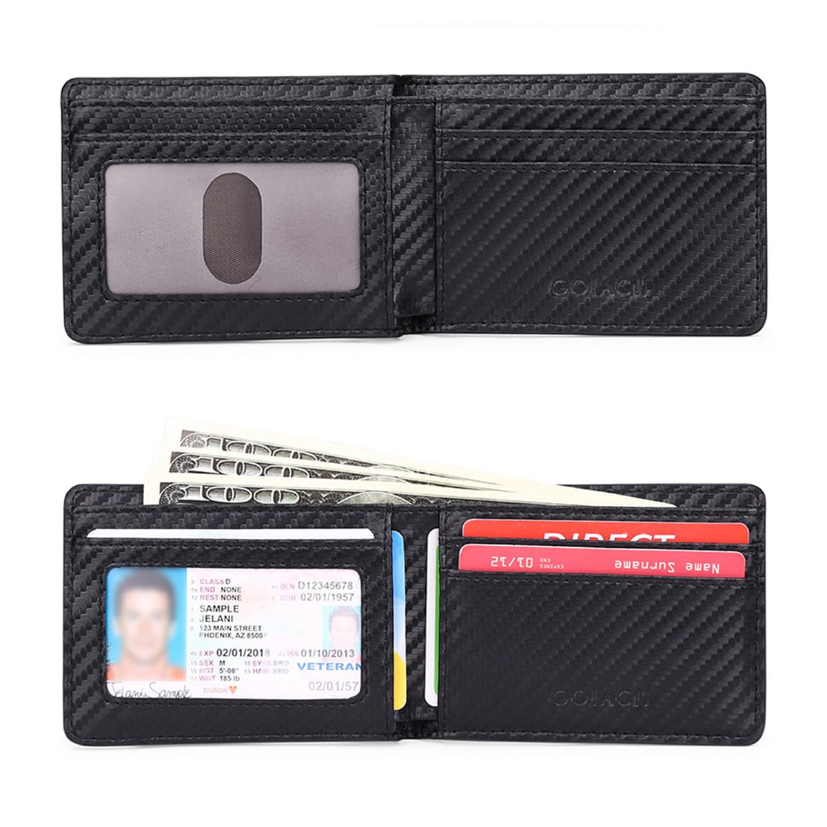 Venzina Wallet for Men with Airtag Slot featuring 5 Card Slots and PU Leather Bifold Design