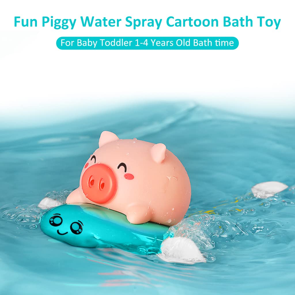 PATPAT® Baby Bath Toys for 0-3 Years, Cute Piggy Spray Water Toys for Kids Bath, Bathing Swimming and Floating Toys for Boys&Girls, Shower Toy for Toddler Bathtime, Bathroom Moving Toy Gift for Kids