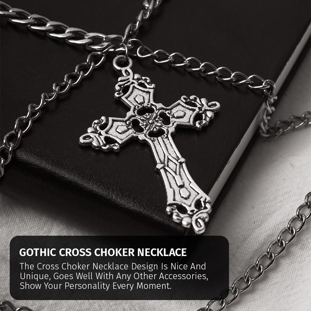 SANNIDHI Necklace for Women featuring Gothic Cross Pendant and Adjustable Layered Chains | Y2K Punk Jewelry Gift