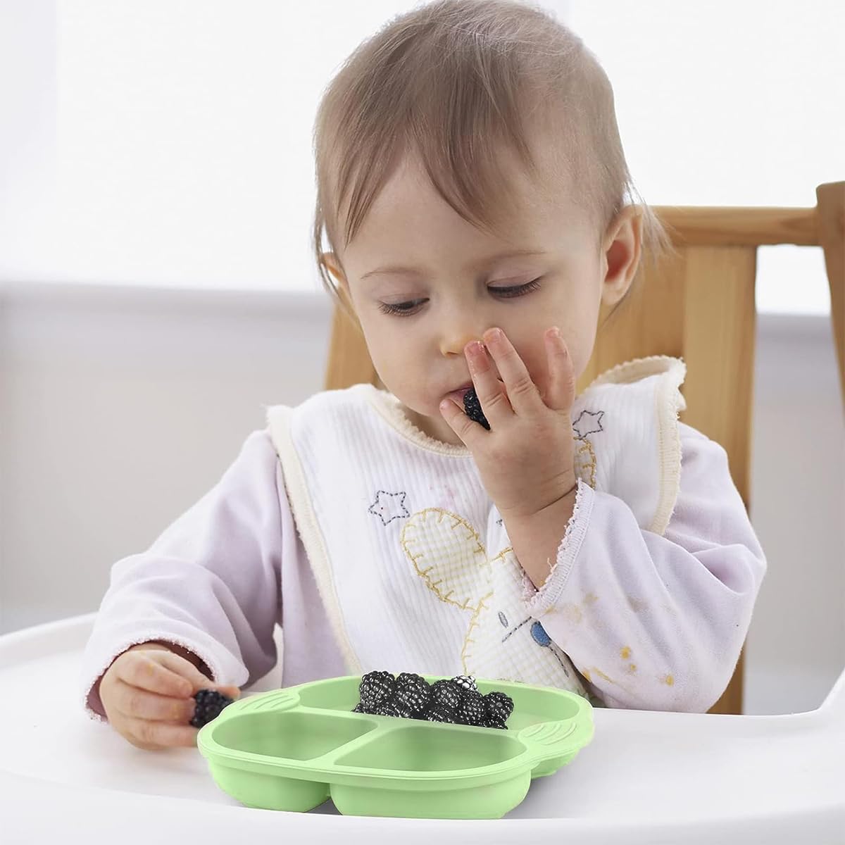 SNOWIE SOFT Baby Suction Plates for Self Feeding with 4 Strong Cups and Spoon & Fork Set