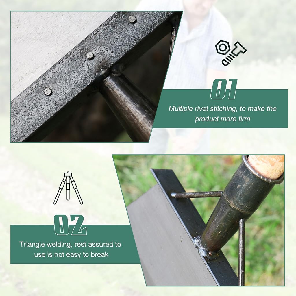 HASTHIP Gardening Rake for Weed Removal with 5.3 in 5 Tines and Ergonomic Handle | Carbon Steel Tool