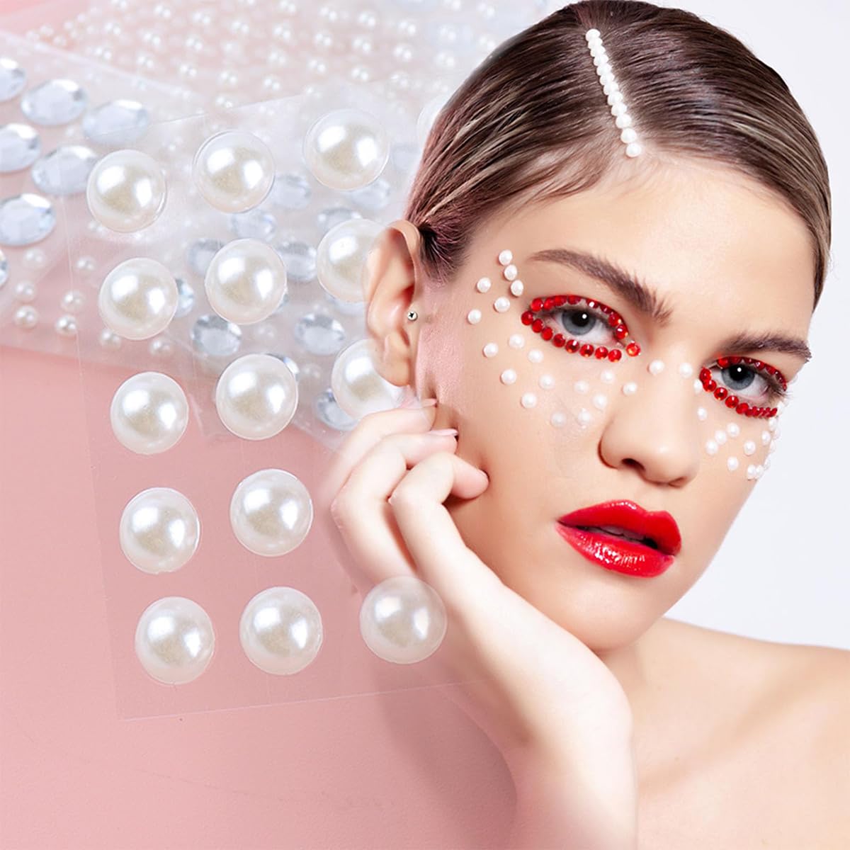 ZIBUYU Face Gem Stickers for Makeup and DIY Crafting with 14 Sheets 2023 Pcs | Self Adhesive Pearls and Rhinestones