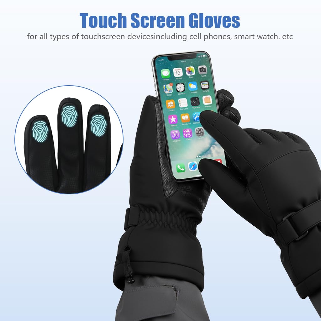 GUSTAVE Winter Gloves for Men and Women with Touchscreen Fingers | Waterproof and Thermal Outdoor Sports Gloves