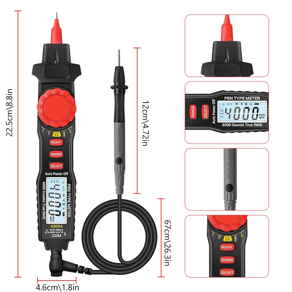 Serplex Pen Type Digital Multimeter for AC DC Voltage and Resistance Testing | 22.50x4.60x0.80cm Compact LCD Tester