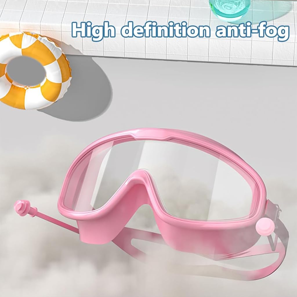 ZIBUYU® Swimming Goggles for Kids, with Adjustable Strap&Free Nose Clip, Silicone, Polycarbonate UV Protection&Antifog Goggles Air Tight for Swimming Girls&Boys (Blue Black)