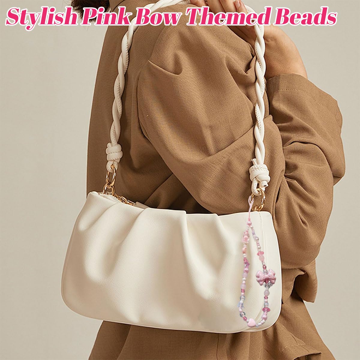 SANNIDHI Beads for Bracelet Making with Pink Bow Charms for Girls 7–14 | DIY Craft Kit