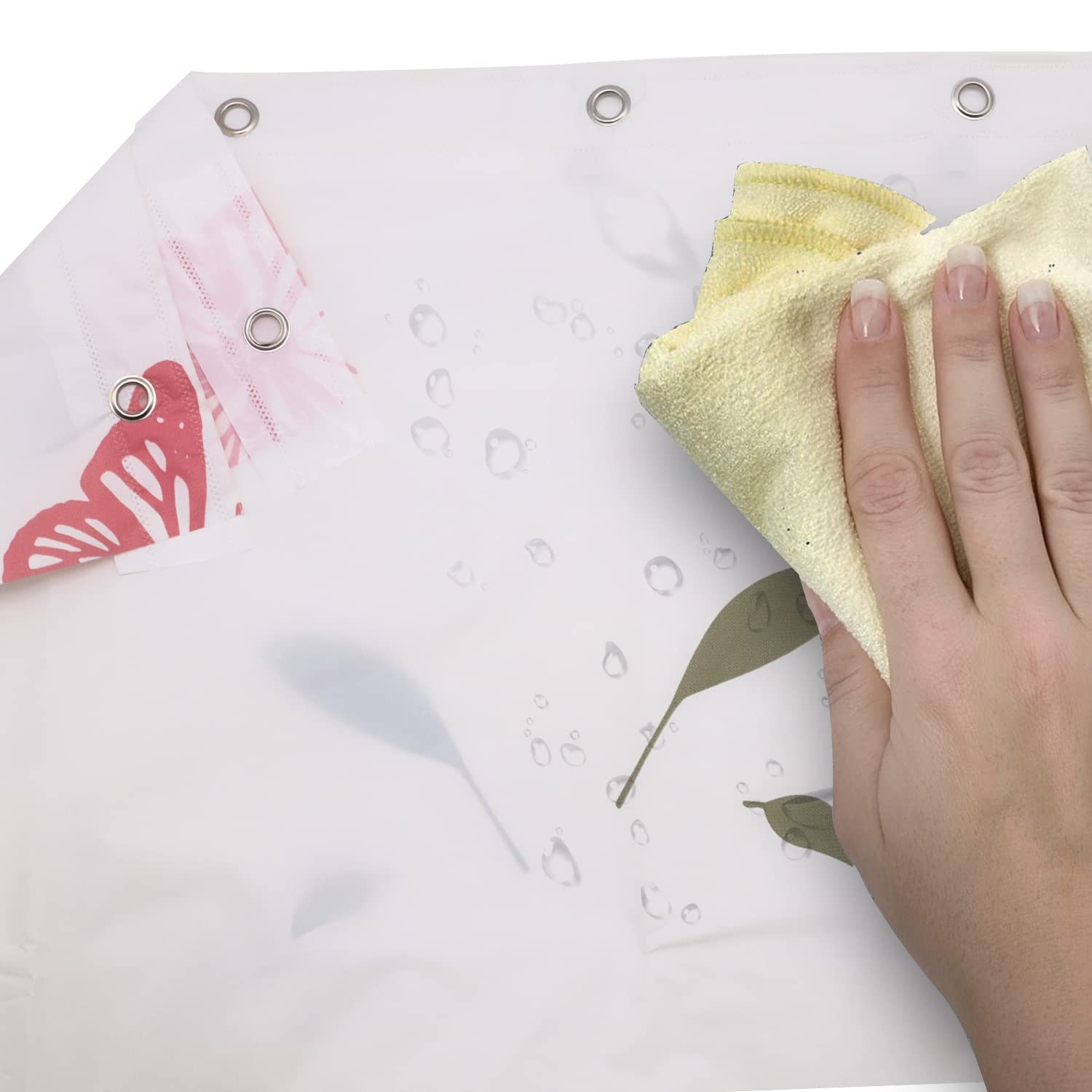 HASTHIP Shower Curtain for Bathroom with 14 Hooks featuring Orange Dandelion Print 70.8x70.8 in Fabric | Waterproof Quick Dry PEVA