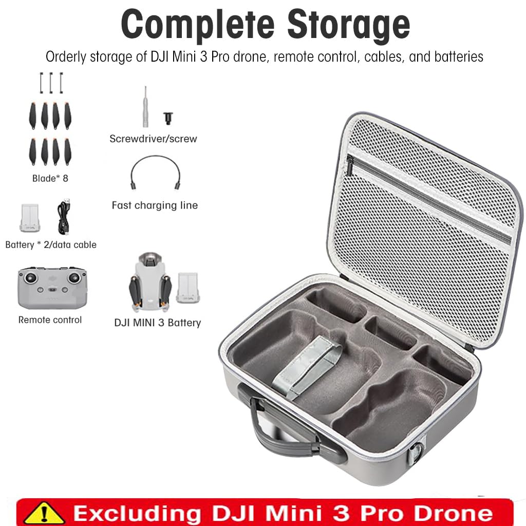 ZORBES Carrying Case for DJI Mini 3 Pro with Waterproof PU Cover and Shoulder Strap | Hard Travel Storage Bag for Drone Accessories