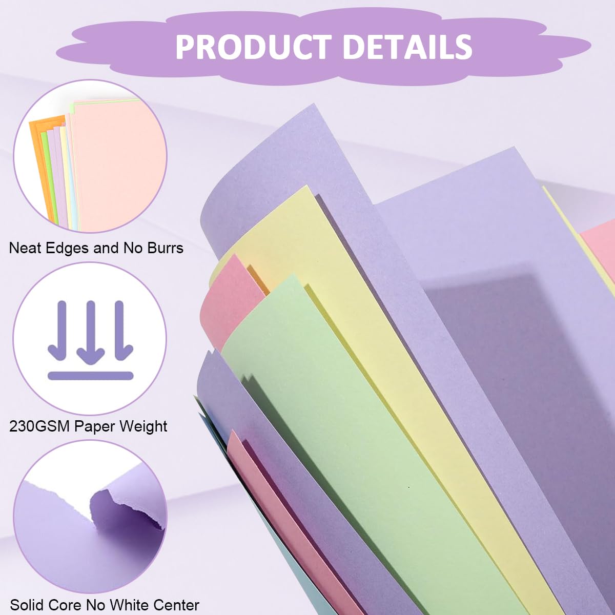 OFIFO Color Paper Pack for Craft and School Projects with 50 A4 Sheets in 10 Bright Colors