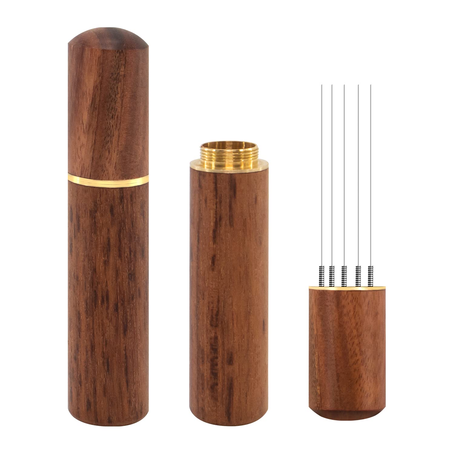 ZIBUYU® Coffee Stirrer 8 Needles 0.4mm Espresso Distribution Tools, Natural Wood Handle and Stand
