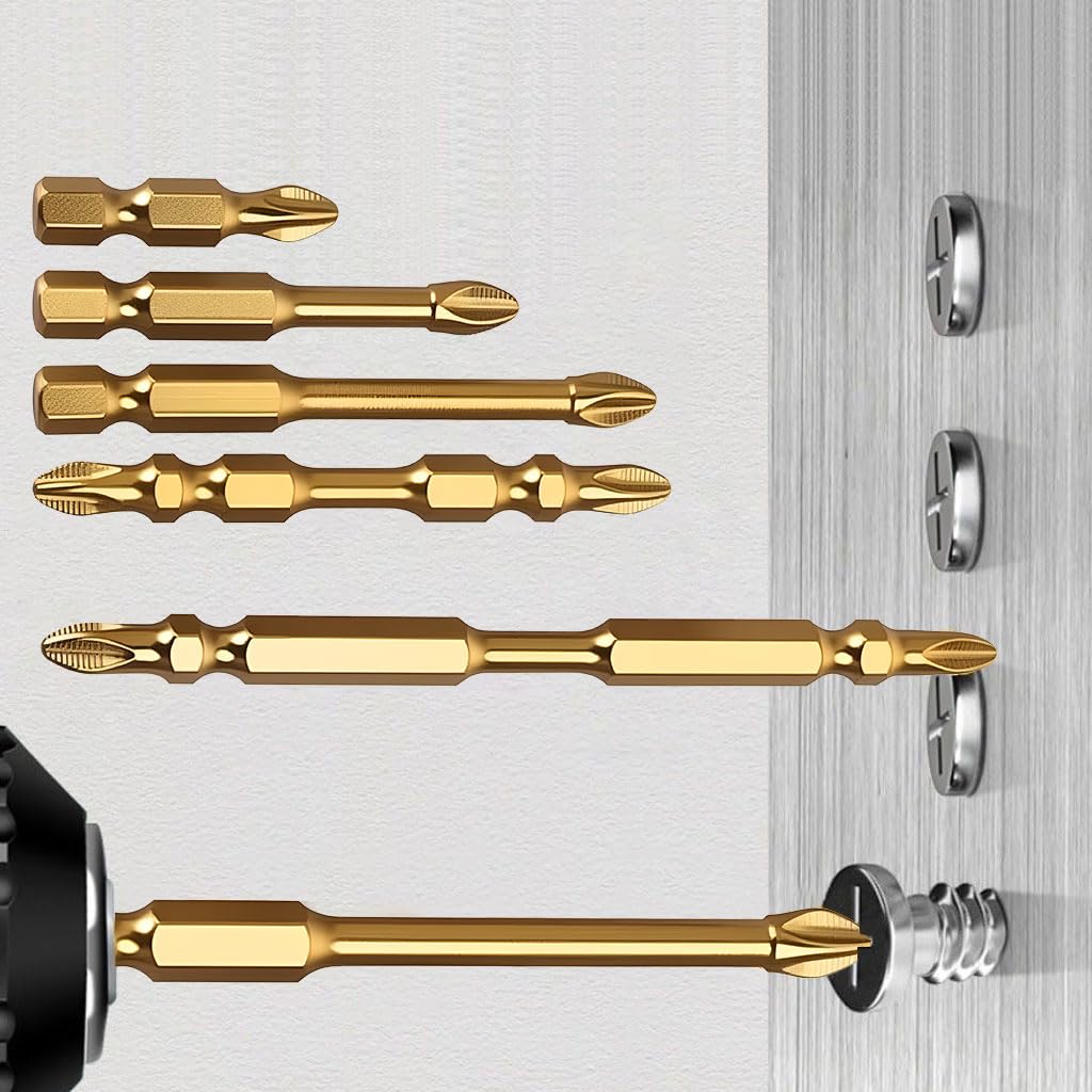 Serplex Screwdriver Bits Set for Electric Drills with Dual-Tip Ribbed Design & Alloy Steel | 6 Pcs 30–100mm