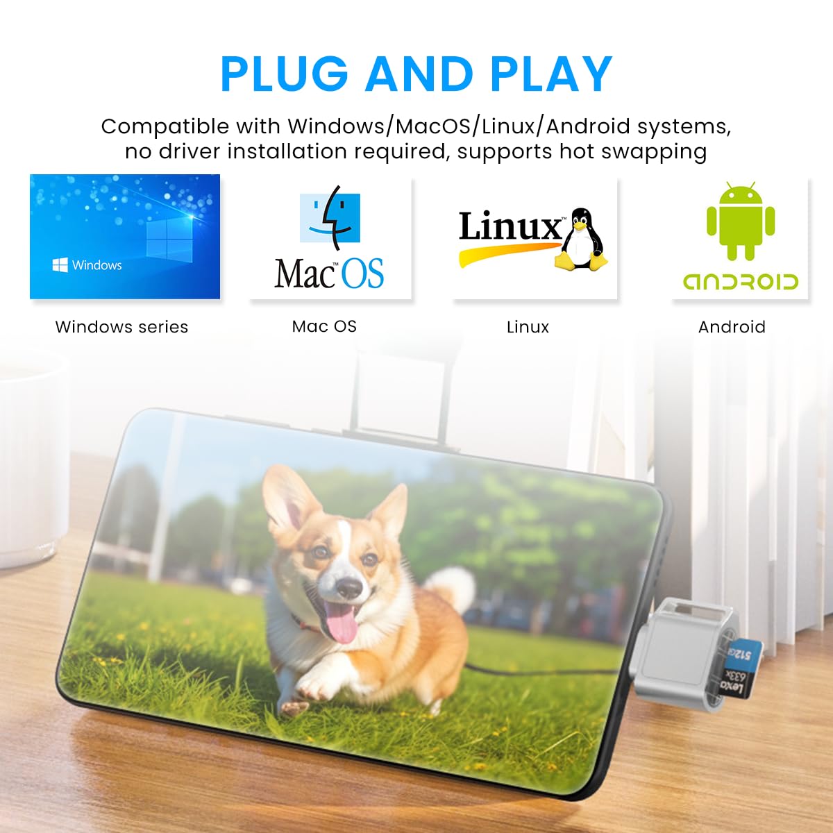Zeitel TF Card Reader for OTG Phones featuring 480 Mbps Transfer Speed and Keychain Design