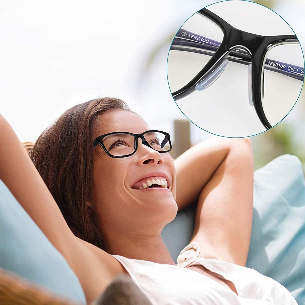 MAYCREATE Adhesive Eyeglasses Nose Pads for Comfortable Fit with D Shape 15×6×1.5 mm Silicone | 12 Pairs Anti Slip Self Stick Replacement