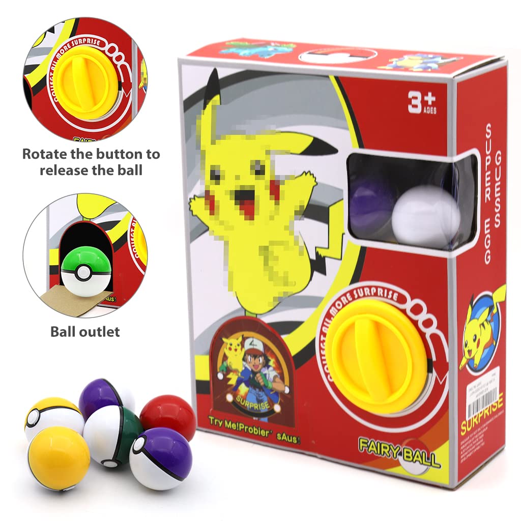 PATPAT Pokémon Capsule Toy Vending Machine for Kids with 6 Balls and 2 Figures | Party Playset