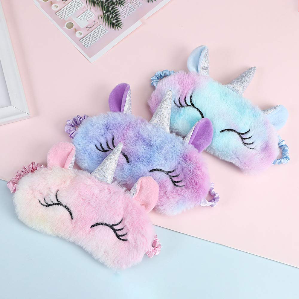 PATPAT Cute 3D Unicorn Sleep Mask Plush Sleeping Eye Cover for Women Girls Home Sleeping Traveling