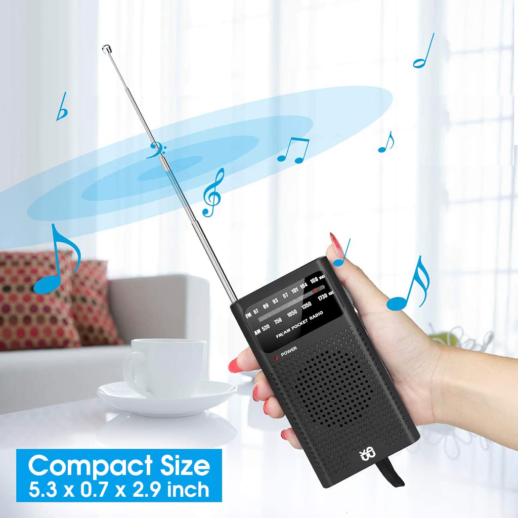 Portable HiFi AM FM Radio for Indoor and Outdoor Use with 3.5mm Jack and 2AA Battery Power