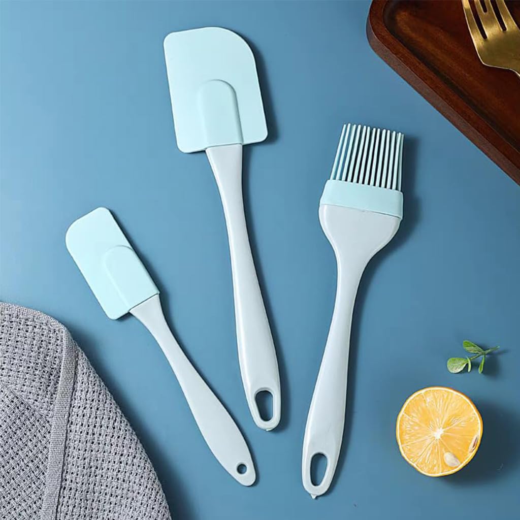Supvox Silicone Spatula Set for Cooking with Seamless Design and Food Grade Material | 3pcs Blue