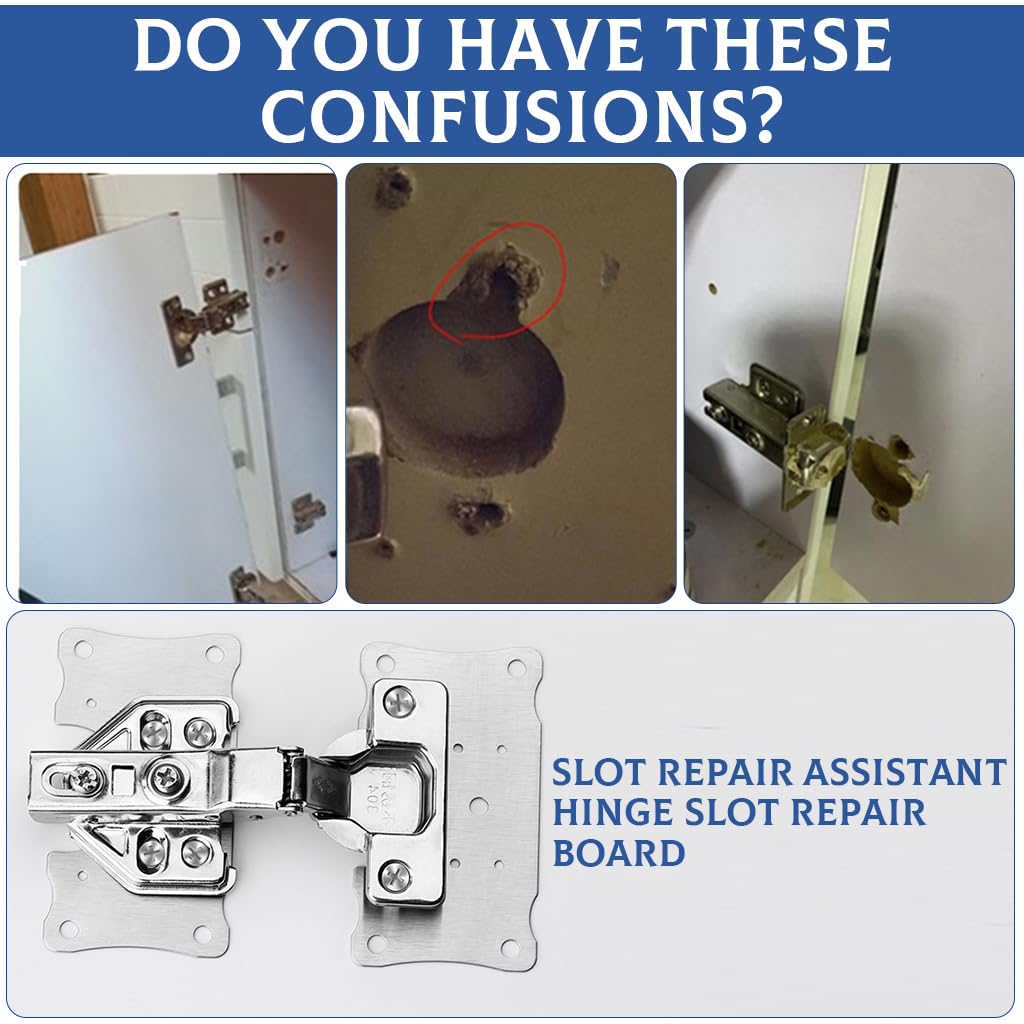 Serplex Cabinet Door Hinge Repair Kit with 6 Stainless Steel Plates and Screws | Easy Installation
