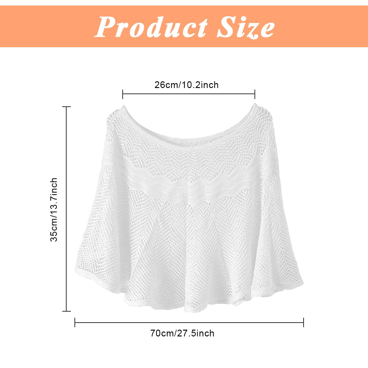 PALAY® Knitted Shawl Cape Round Neck Shrug for Women, Stylish Hollow Out Shoulder Cover, Cotton Crocheting Cover Up Pullover Loose Top for Off-shoulder, Beachwear, Gown, Strapless