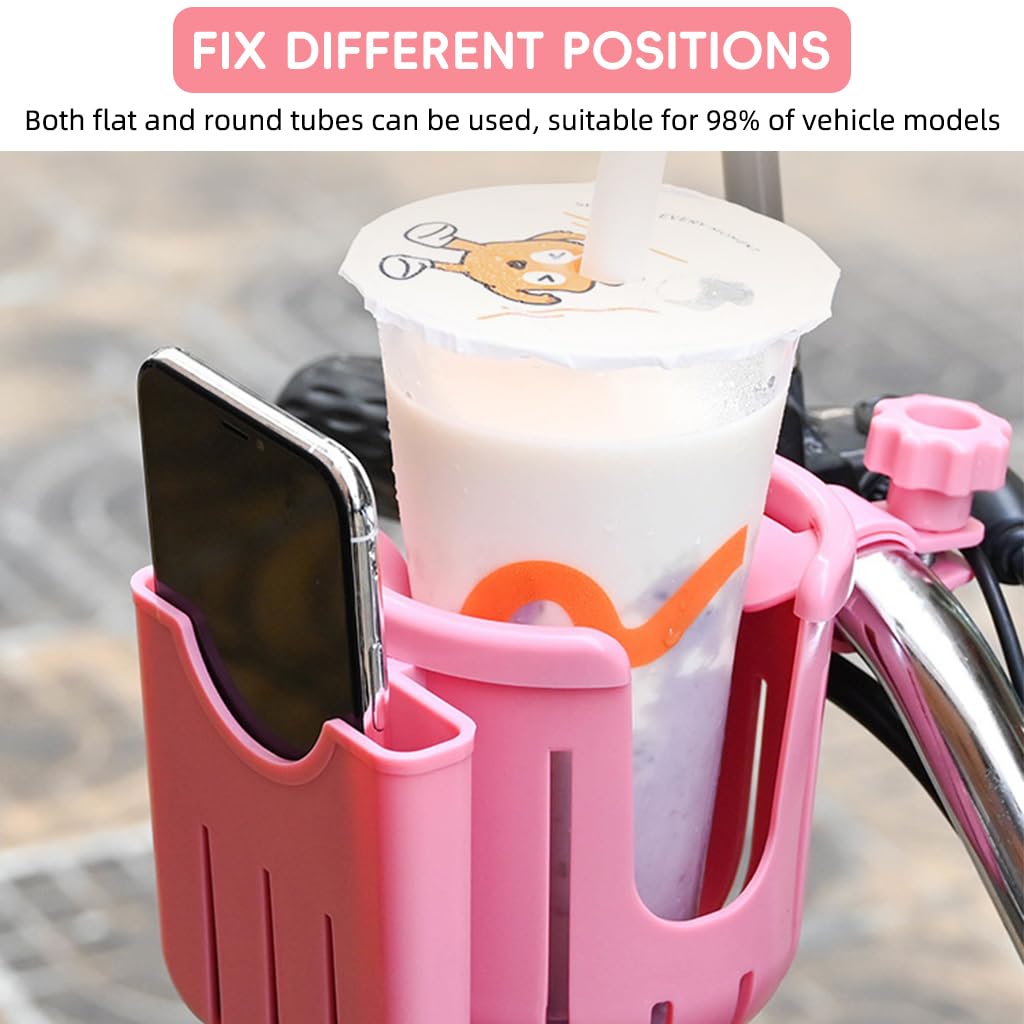 Proberos Water Bottle Holder for Bikes with 2 in 1 Phone Mount featuring Screw Fix Clamp | Pink