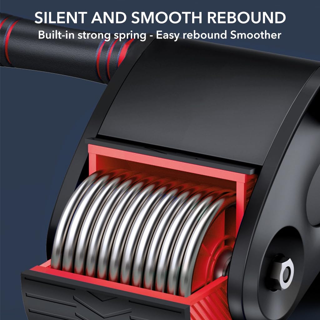 Proberos Ab Roller for Home Workout with 10.5cm Dual Wheel Springback | Red Fitness Trainer