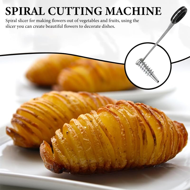 Supvox Spiral Vegetable Slicer for Salad and Garnish featuring Hand Crank and Food Grade Stainless Steel