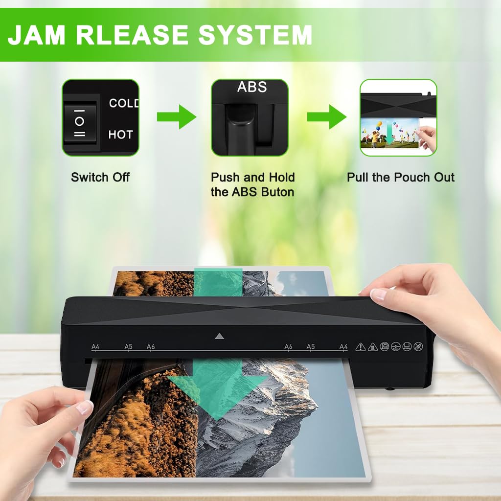 OFIFO Lamination Machine for A4 A5 A6 Documents with 115–145°C Control and 2‑Minute Warm-Up | Jam-Free Compact Design